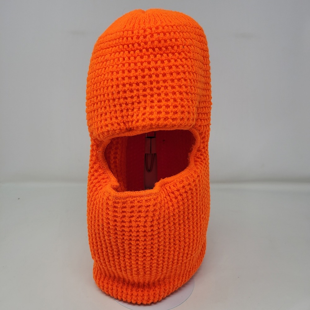 Wigwam Blaze Orange Balaclava Ski Mask Neon Acrylic Knit Made in USA Mens Womens